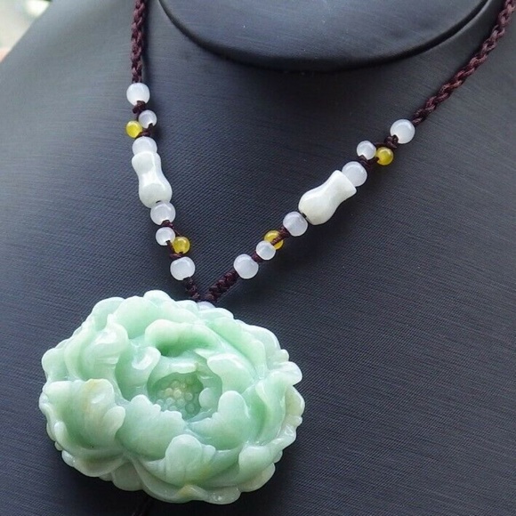 Certified Green Natural A Jade jadeite pendant Orchid Flower Necklace 花开富贵 - Picture 1 of 11
